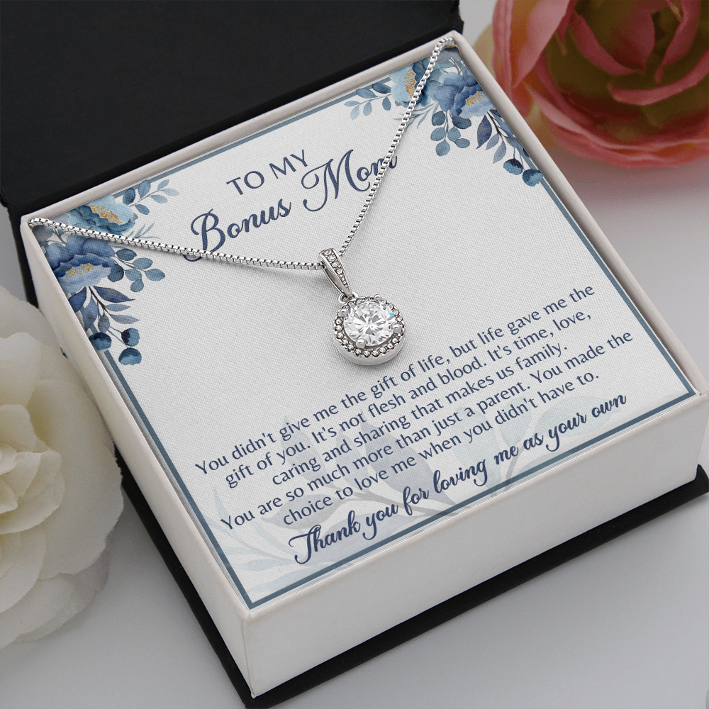 Gift for Bonus Mom Necklace from Son, Daughter Jewelry Box Pendant Birthday Mother's Day Christmas