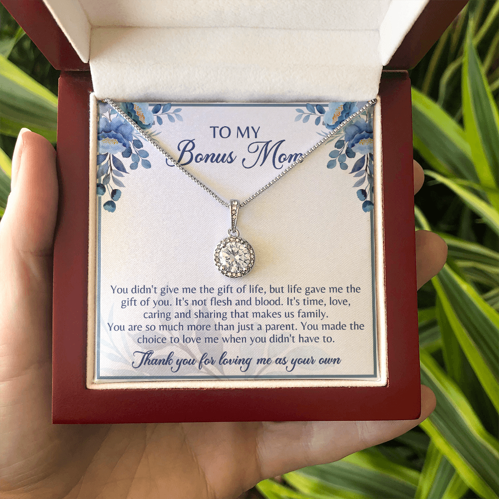 Gift for Bonus Mom Necklace from Son, Daughter Jewelry Box Pendant Birthday Mother's Day Christmas
