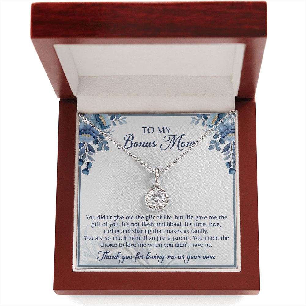 Gift for Bonus Mom Necklace from Son, Daughter Jewelry Box Pendant Birthday Mother's Day Christmas