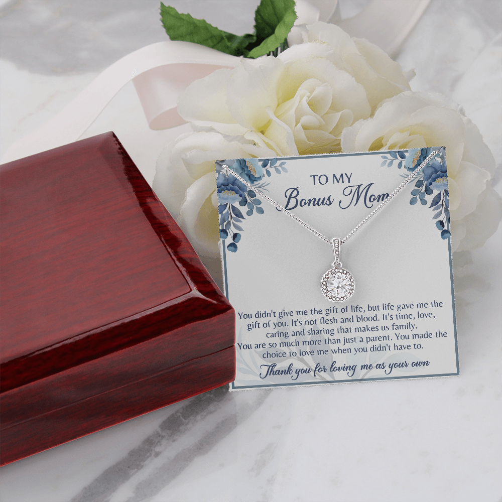 Gift for Bonus Mom Necklace from Son, Daughter Jewelry Box Pendant Birthday Mother's Day Christmas