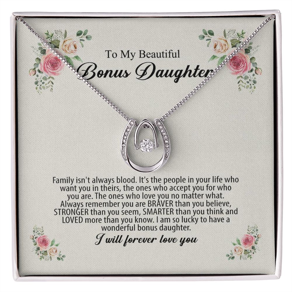 Bonus Daughter Stepdaughter Wedding Bride Groom Birthday Necklace Jewelry Lucky in Love Necklace PN-6PSC-A6QW