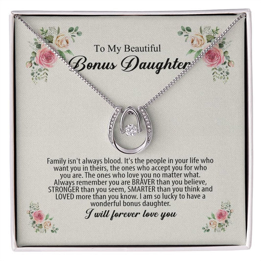 Bonus Daughter Stepdaughter Wedding Bride Groom Birthday Necklace Jewelry Lucky in Love Necklace PN-6PSC-A6QW