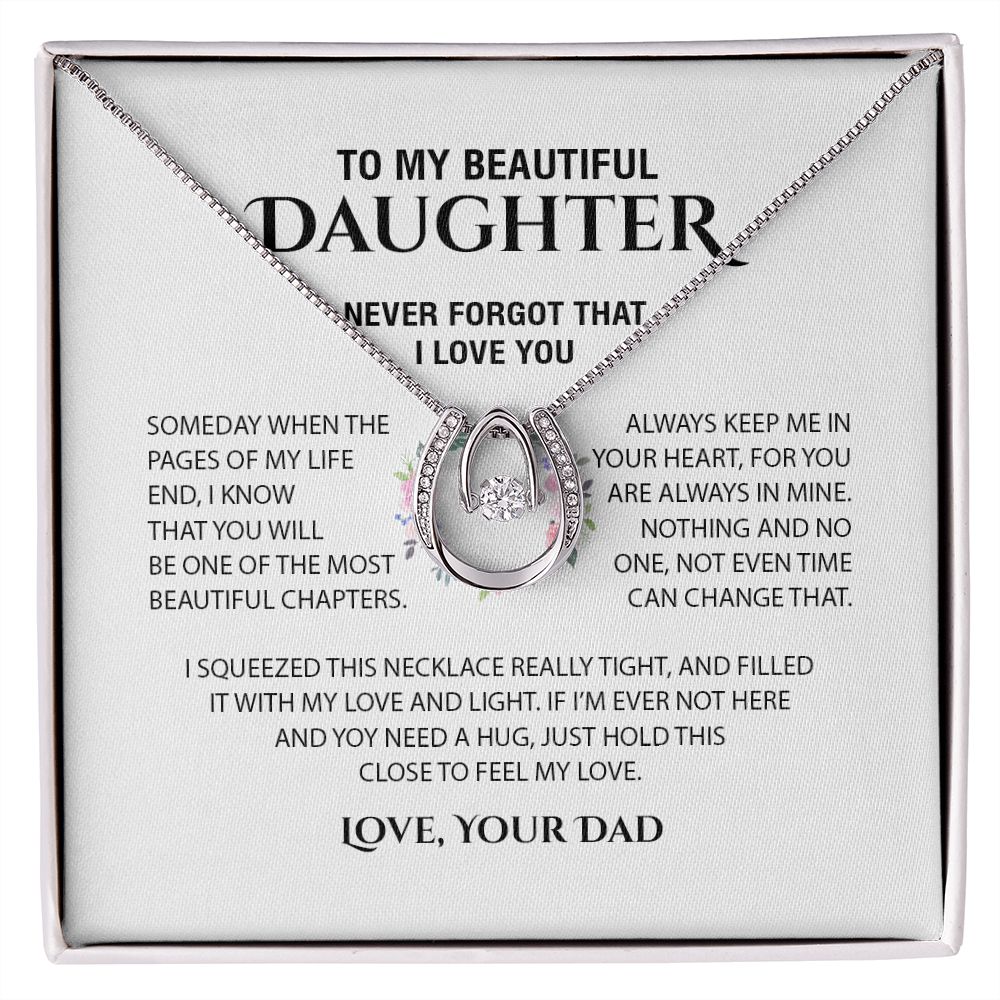 Gift For Daughter From Dad - To My Beautiful Daughter Cubic Zirconia Crystal Necklace