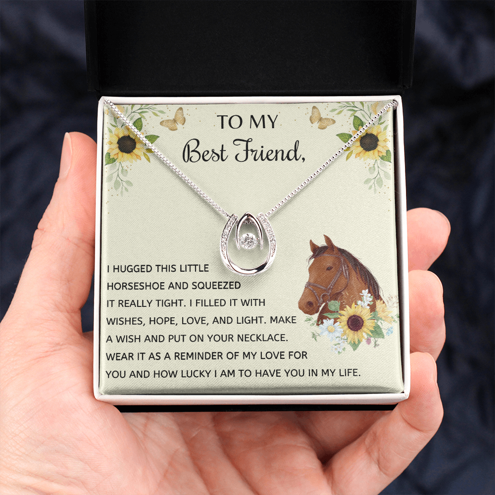 To My Horse Mom Necklace I Hugged This Little Horseshoe Necklace, Gift For Horse Lovers