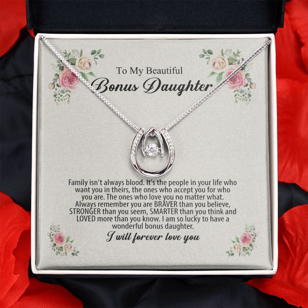 Bonus Daughter Stepdaughter Wedding Bride Groom Birthday Necklace Jewelry Lucky in Love Necklace PN-6PSC-A6QW