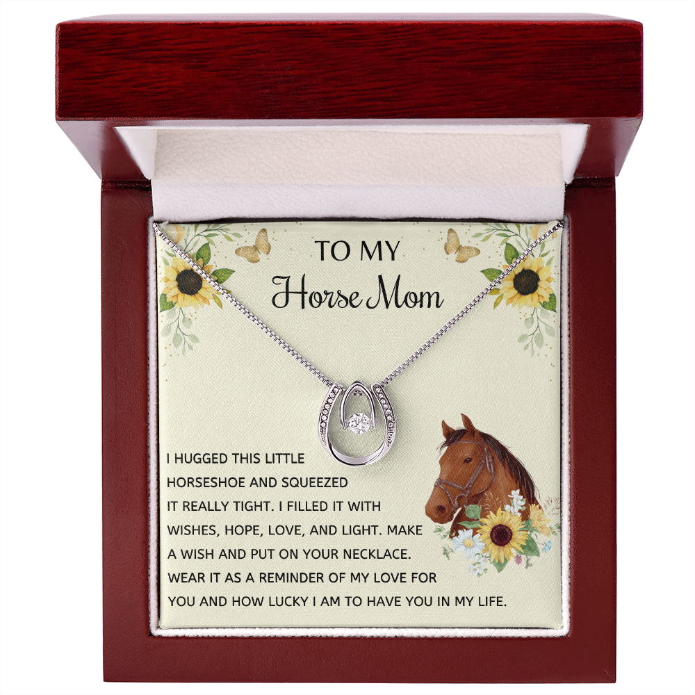 To My Horse Mom Necklace I Hugged This Little Horseshoe Necklace