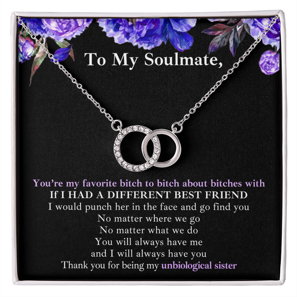 Gift for Bestie/Friend/Soulmate/Sister Necklace Pair Perfect 14K White Stainless Silver Birthday Graduation Message - JWshinee