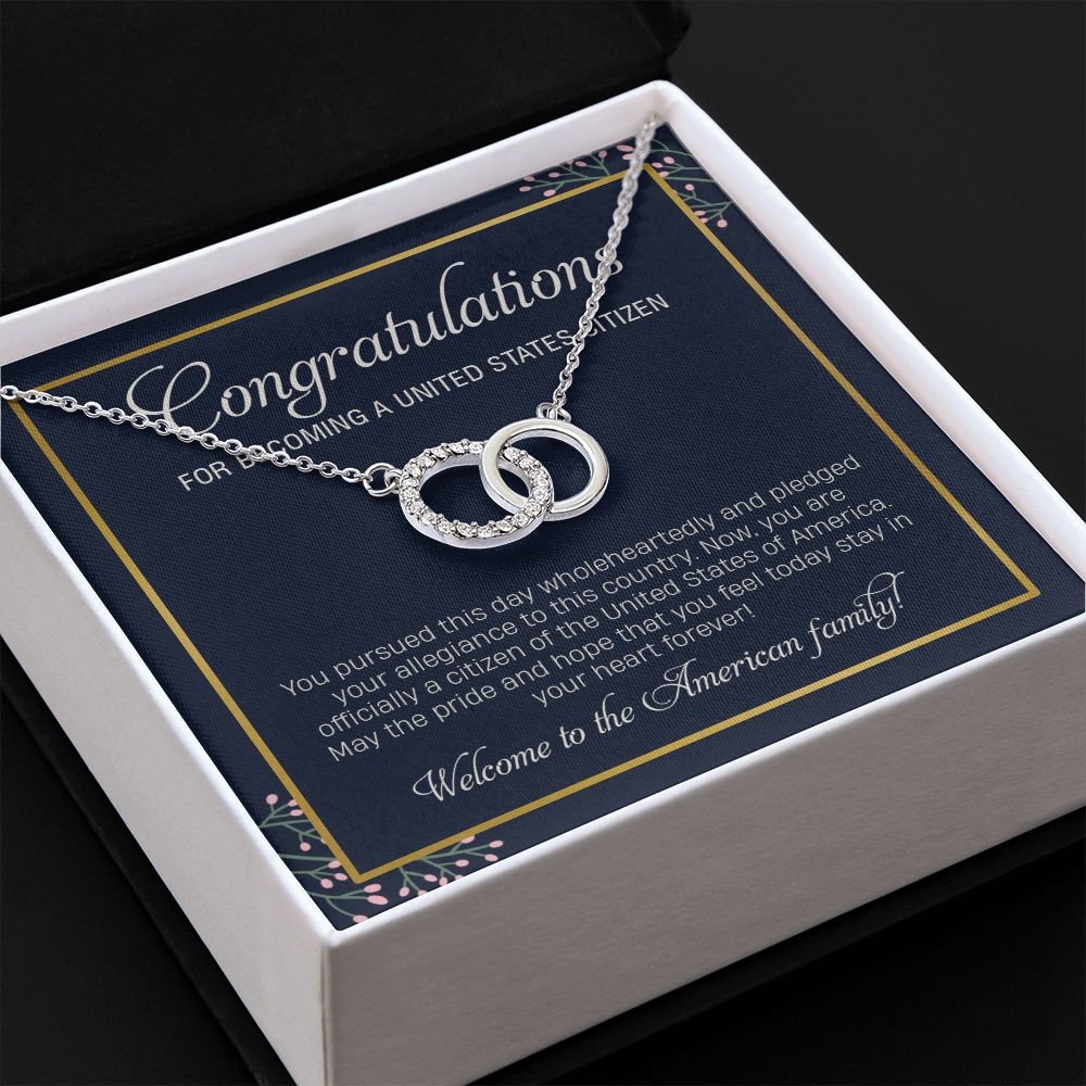 New US Citizen Gifts for Women, Interlocking Circle Necklace, Congratulations Citizenship New American Citizen, United States Citizen Gift