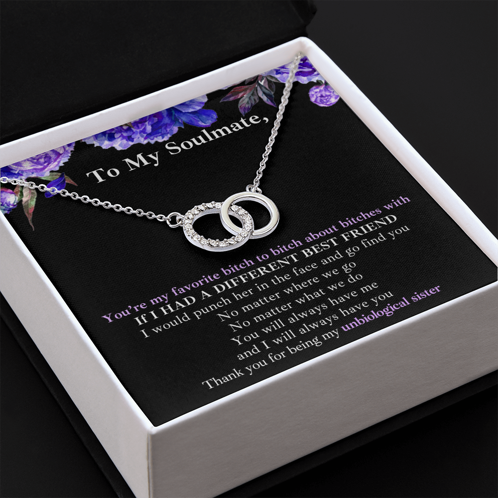 Gift for Bestie/Friend/Soulmate/Sister Necklace Pair Perfect 14K White Stainless Silver Birthday Graduation Message - JWshinee