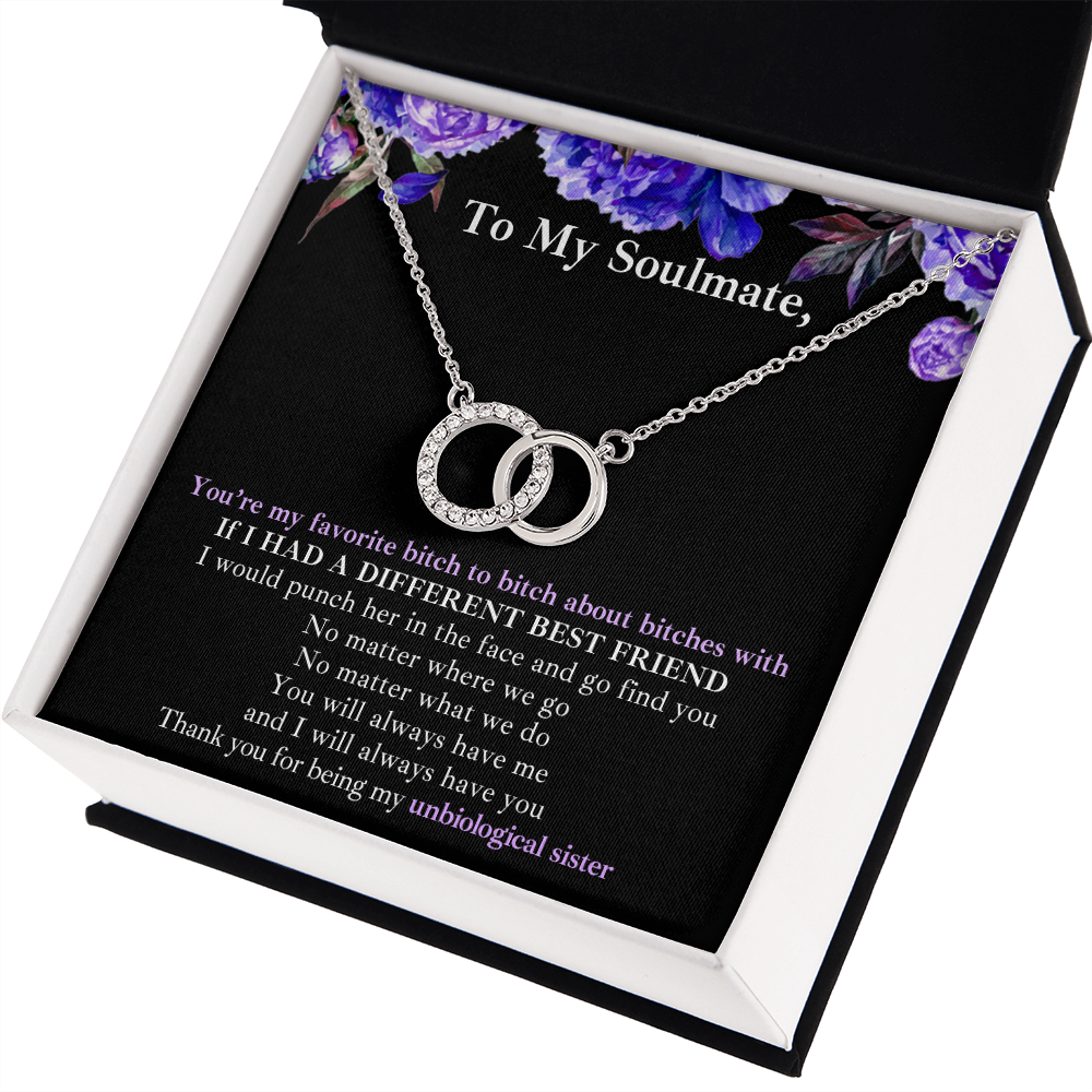 Gift for Bestie/Friend/Soulmate/Sister Necklace Pair Perfect 14K White Stainless Silver Birthday Graduation Message - JWshinee
