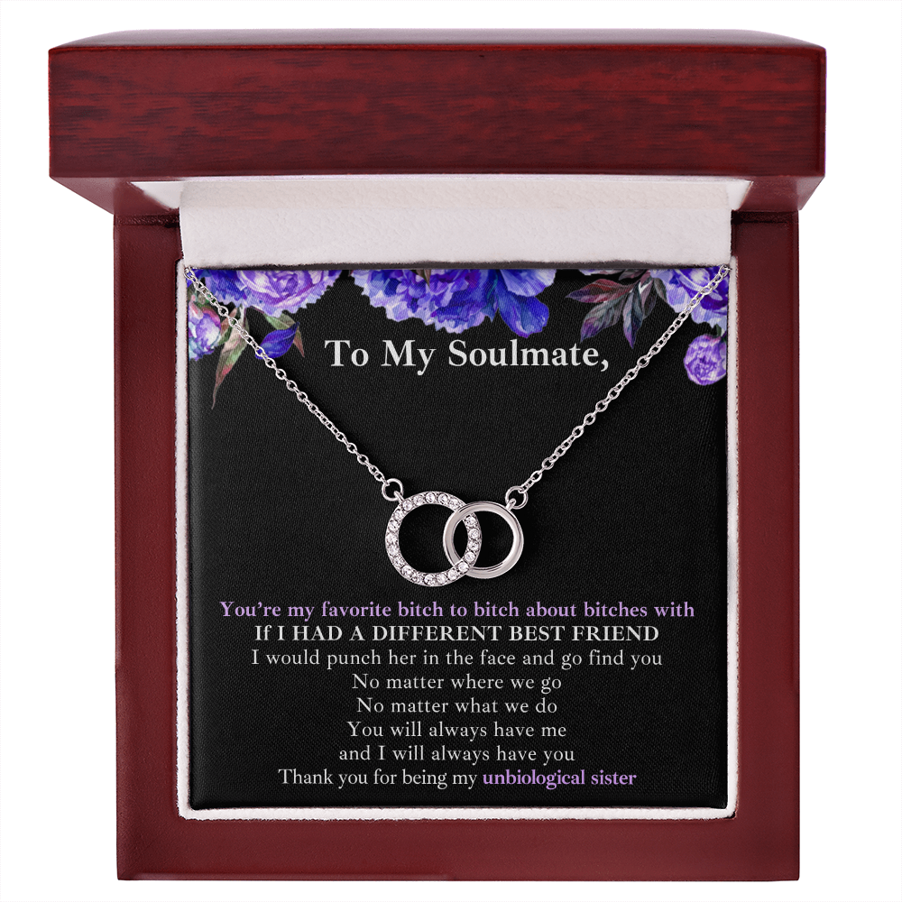 Gift for Bestie/Friend/Soulmate/Sister Necklace Pair Perfect 14K White Stainless Silver Birthday Graduation Message - JWshinee