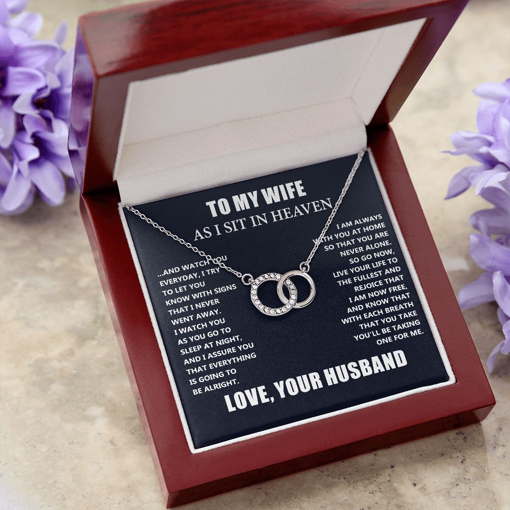 Husband Memorial Necklace - Loss of Husband Christmas Gift - To My Wife As I Sit In Heaven