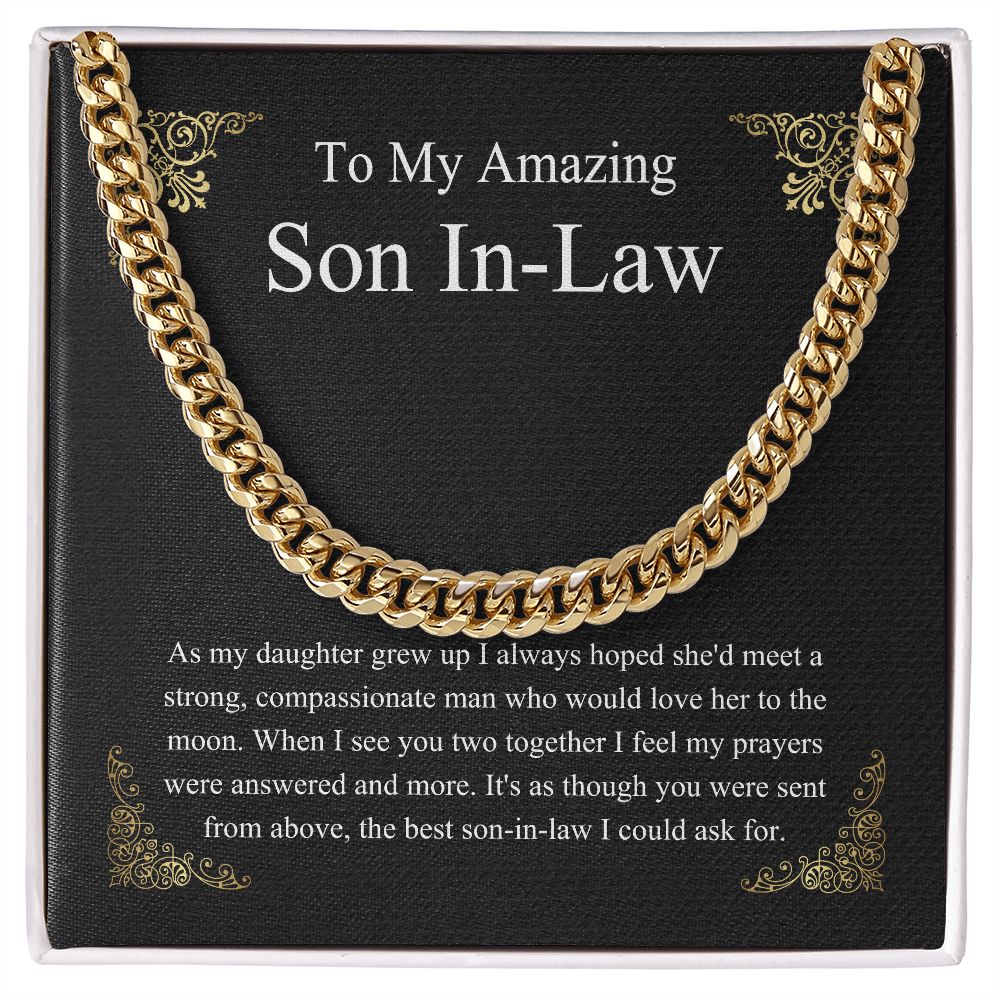 MJG Gift For Son In Law Chain Necklace From father in law on Wedding Day gift For him from mother in law Present Chain Necklace with Message Card Stainless Steel