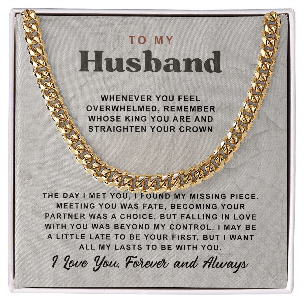 To My Husband Cuban Chain Necklace For Husband B0BPPY4J8B