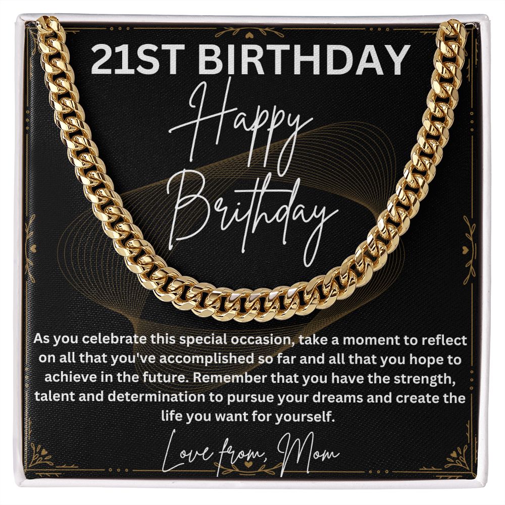 21st Birthday Gifts for Him - Cuban Link Chain Necklace in Stainless Steel