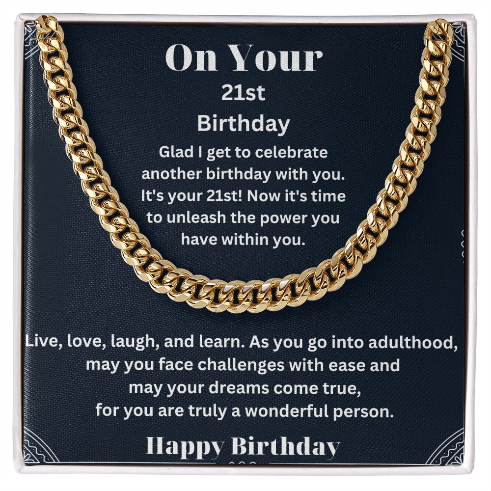 Make His 21st Birthday Unforgettable with Our Cuban Link Chain Necklace in Stainless Steel - A Stylish and Timeless Gift