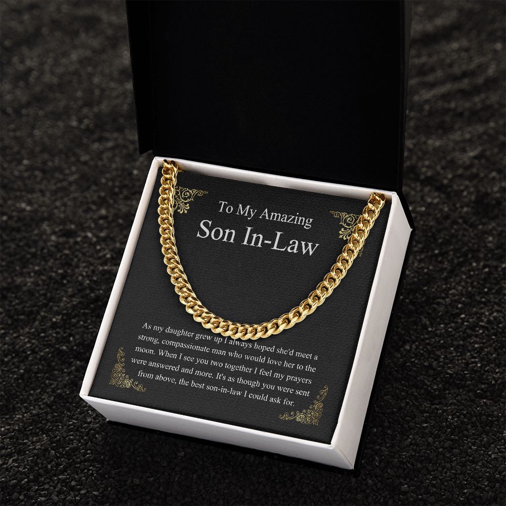 MJG Gift For Son In Law Chain Necklace From father in law on Wedding Day gift For him from mother in law Present Chain Necklace with Message Card Stainless Steel