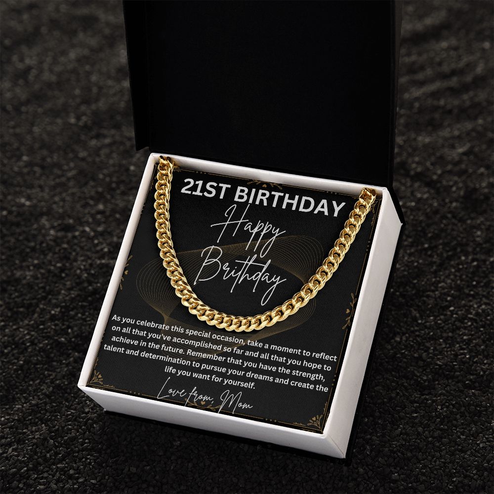 21st Birthday Gifts for Him - Cuban Link Chain Necklace in Stainless Steel
