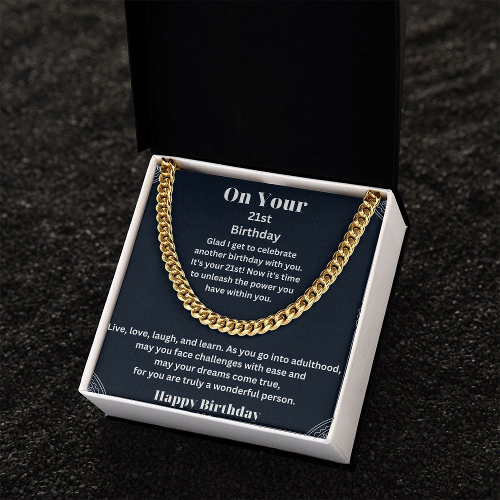 Make His 21st Birthday Unforgettable with Our Cuban Link Chain Necklace in Stainless Steel - A Stylish and Timeless Gift