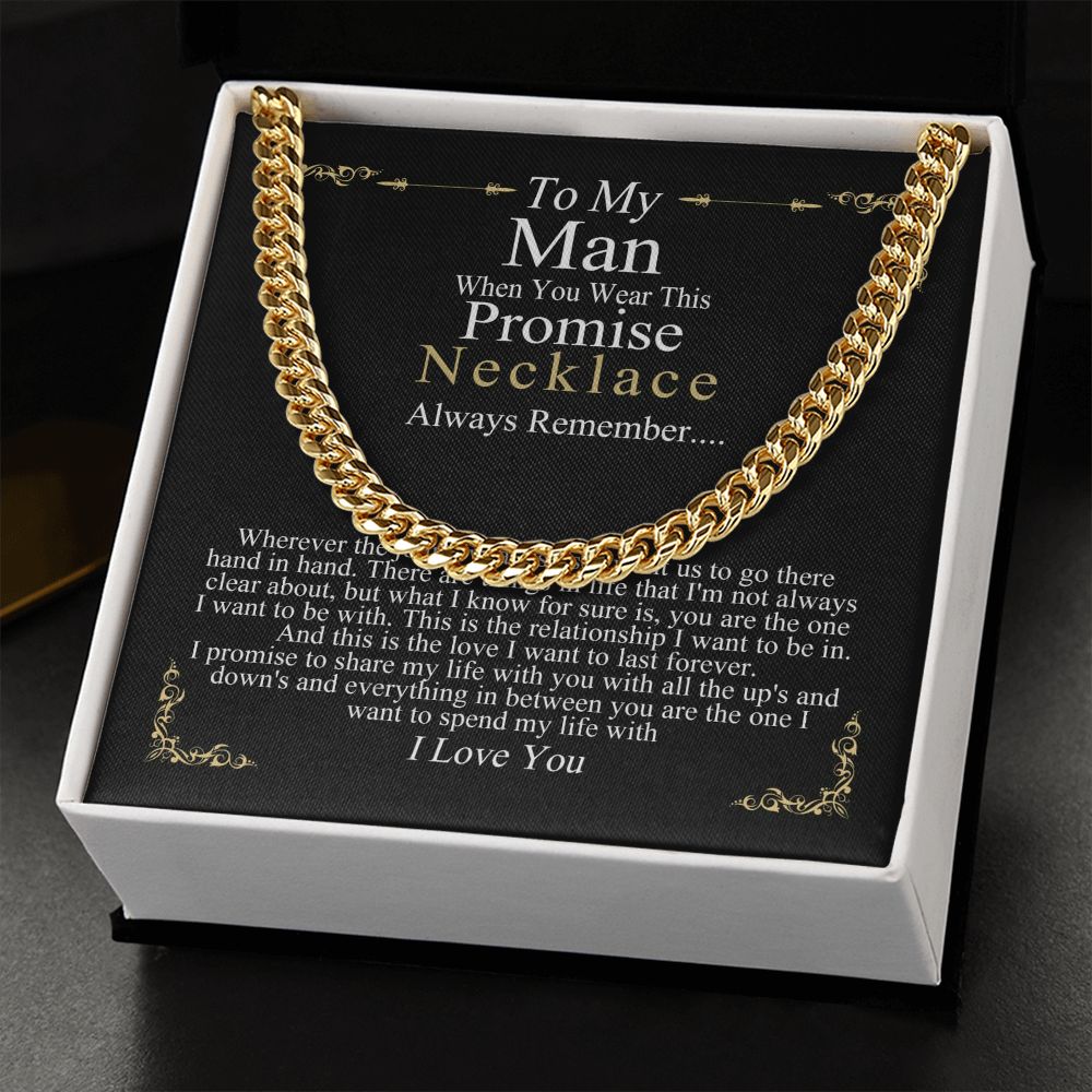 MJG Chain Promise Necklace Gift For Boyfriend Husband Valentines Day Gift For Him From Girlfriend Wife Silver Finish