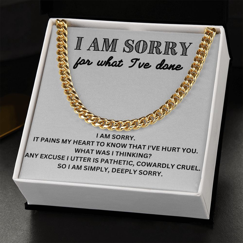 Apologize in Style - Cuban Link Chain Necklace - The Meaningful 'I'm Sorry' Gift for Him