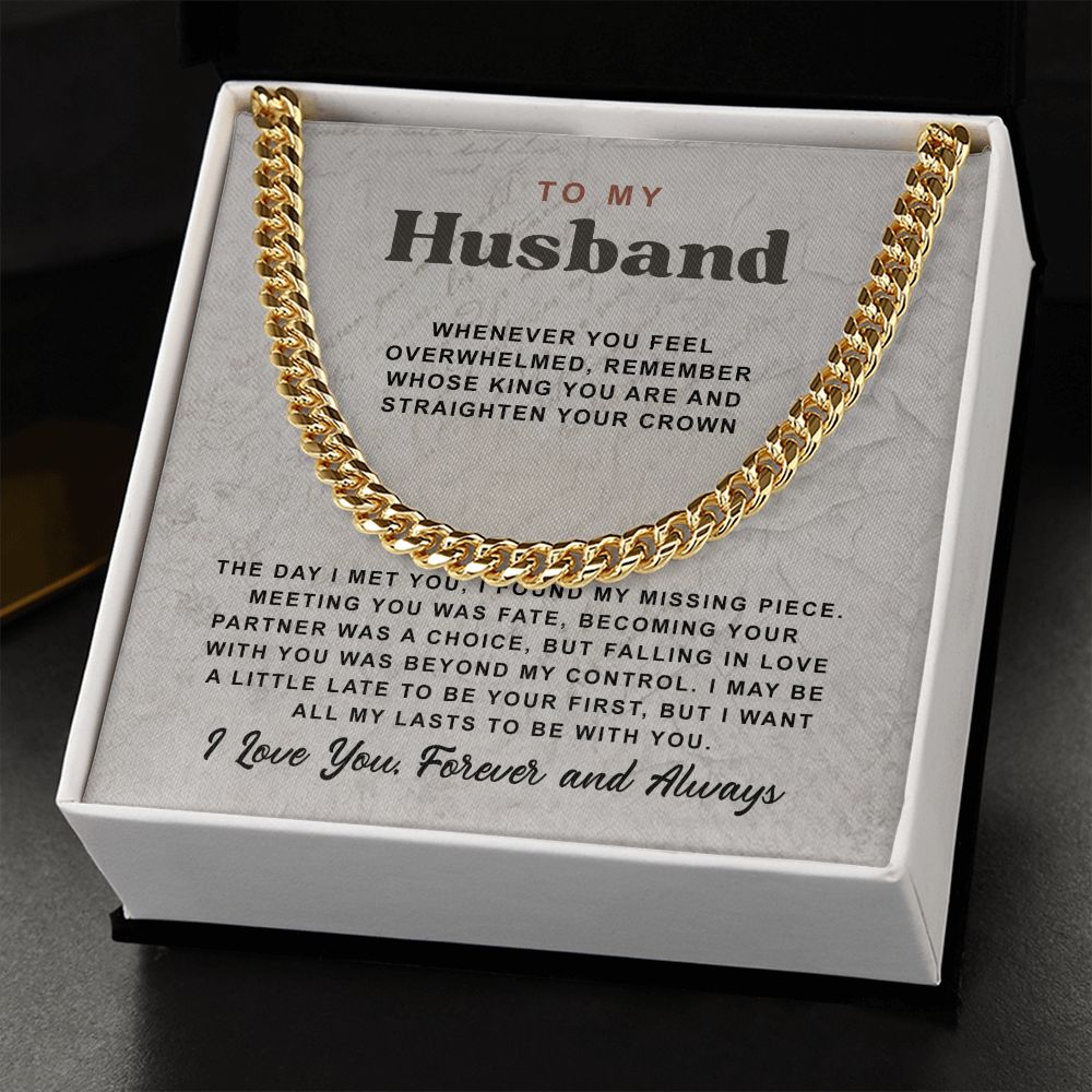 To My Husband Cuban Chain Necklace For Husband B0BPPY4J8B