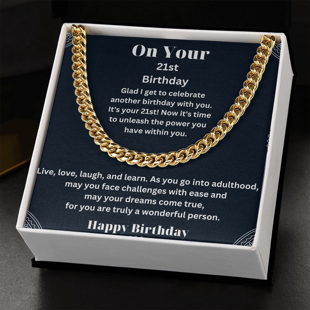 Make His 21st Birthday Unforgettable with Our Cuban Link Chain Necklace in Stainless Steel - A Stylish and Timeless Gift