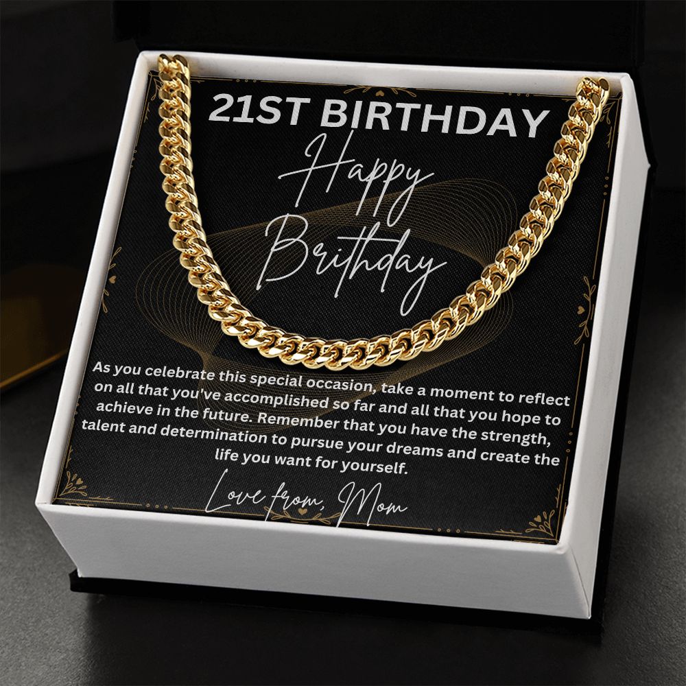 21st Birthday Gifts for Him - Cuban Link Chain Necklace in Stainless Steel