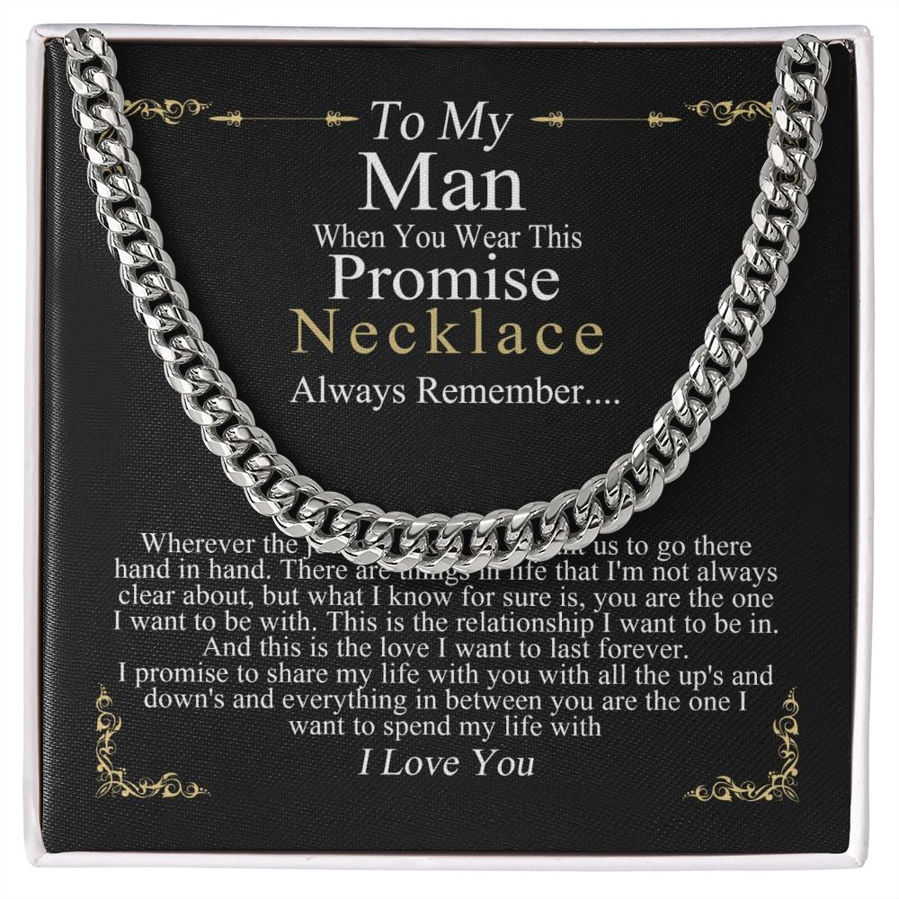 MJG Chain Promise Necklace Gift For Boyfriend Husband Valentines Day Gift For Him From Girlfriend Wife Silver Finish