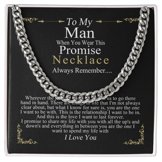 MJG Chain Promise Necklace Gift For Boyfriend Husband Valentines Day Gift For Him From Girlfriend Wife Silver Finish