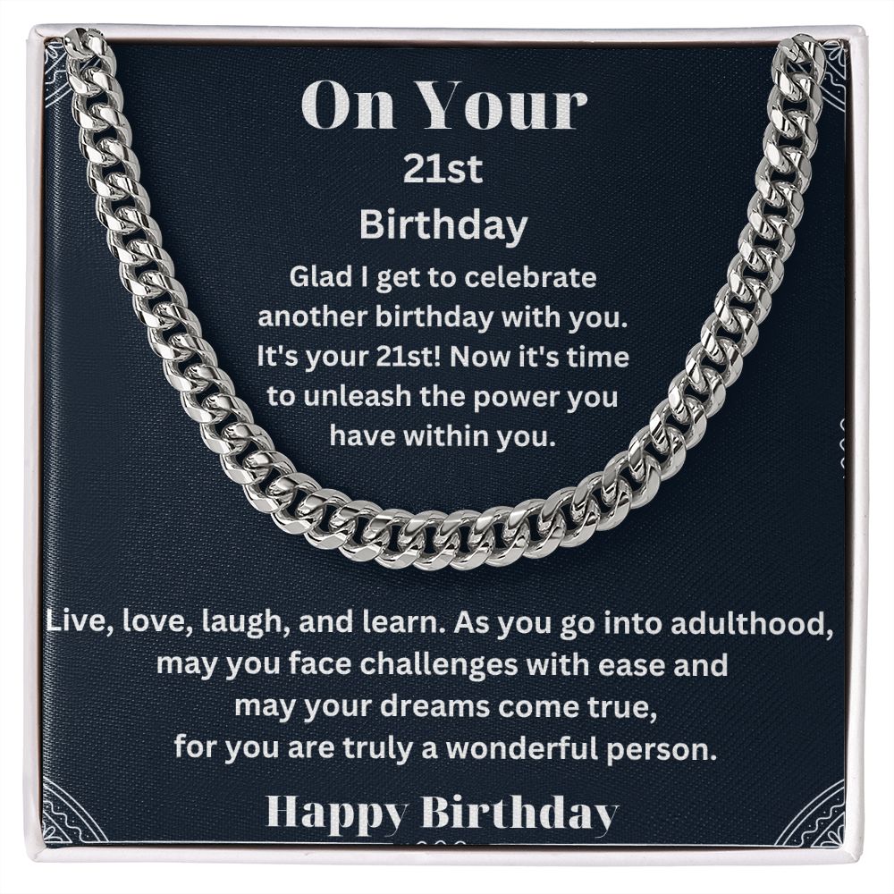 Make His 21st Birthday Unforgettable with Our Cuban Link Chain Necklace in Stainless Steel - A Stylish and Timeless Gift