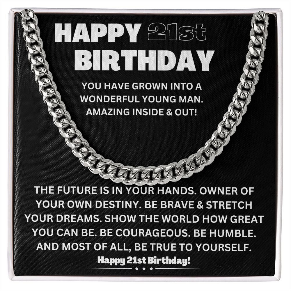 Make His 21st Birthday Unforgettable with Our Cuban Link Chain Necklace in Stainless Steel - A Stylish and Timeless Gift