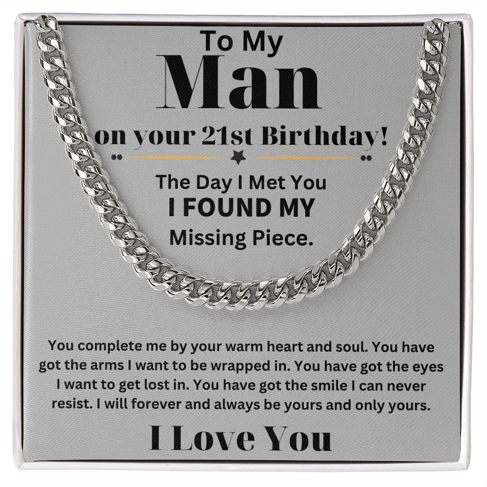 21st Birthday Gifts for Him - Cuban Link Chain Necklace in Stainless Steel - Comes in an Elegant Gift Box - Perfect Present for Fashion-Conscious Men