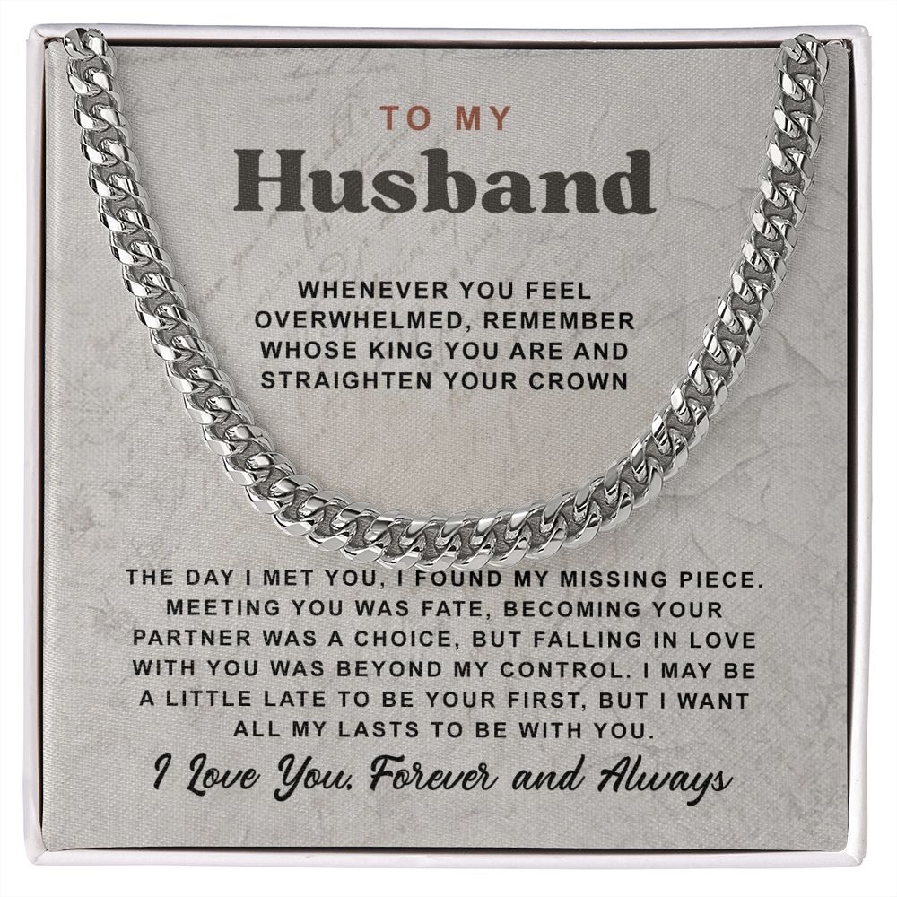 To My Husband Cuban Chain Necklace For Husband B0BPPY4J8B