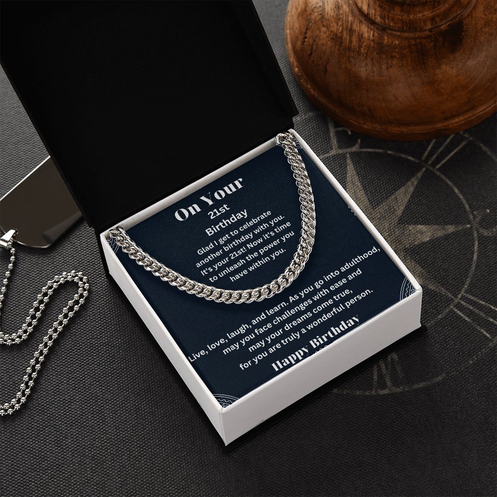 Make His 21st Birthday Unforgettable with Our Cuban Link Chain Necklace in Stainless Steel - A Stylish and Timeless Gift