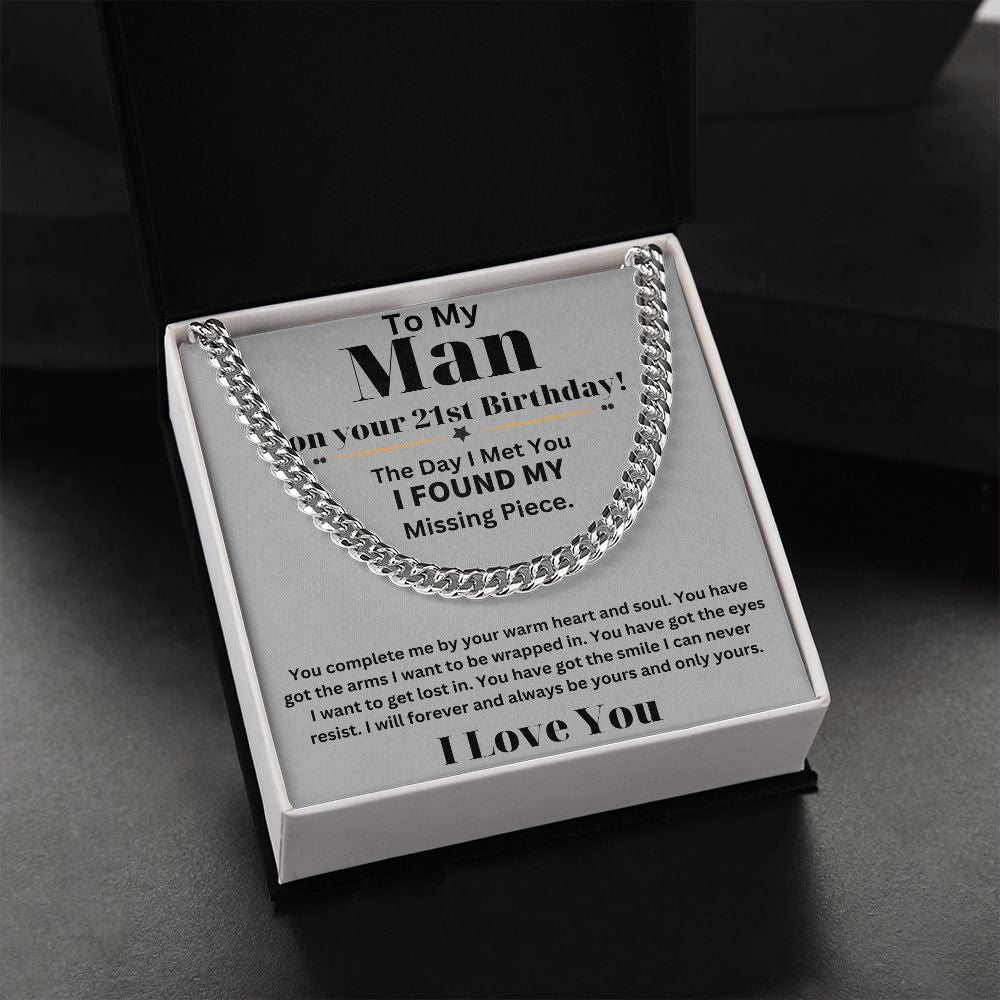 21st Birthday Gifts for Him - Cuban Link Chain Necklace in Stainless Steel - Comes in an Elegant Gift Box - Perfect Present for Fashion-Conscious Men