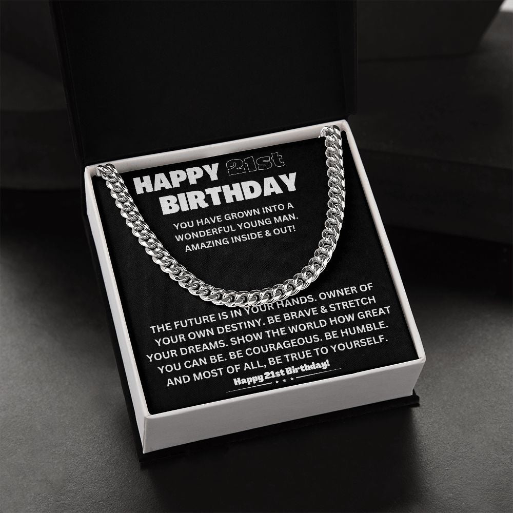 Make His 21st Birthday Unforgettable with Our Cuban Link Chain Necklace in Stainless Steel - A Stylish and Timeless Gift