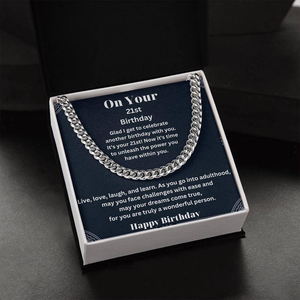 Make His 21st Birthday Unforgettable with Our Cuban Link Chain Necklace in Stainless Steel - A Stylish and Timeless Gift