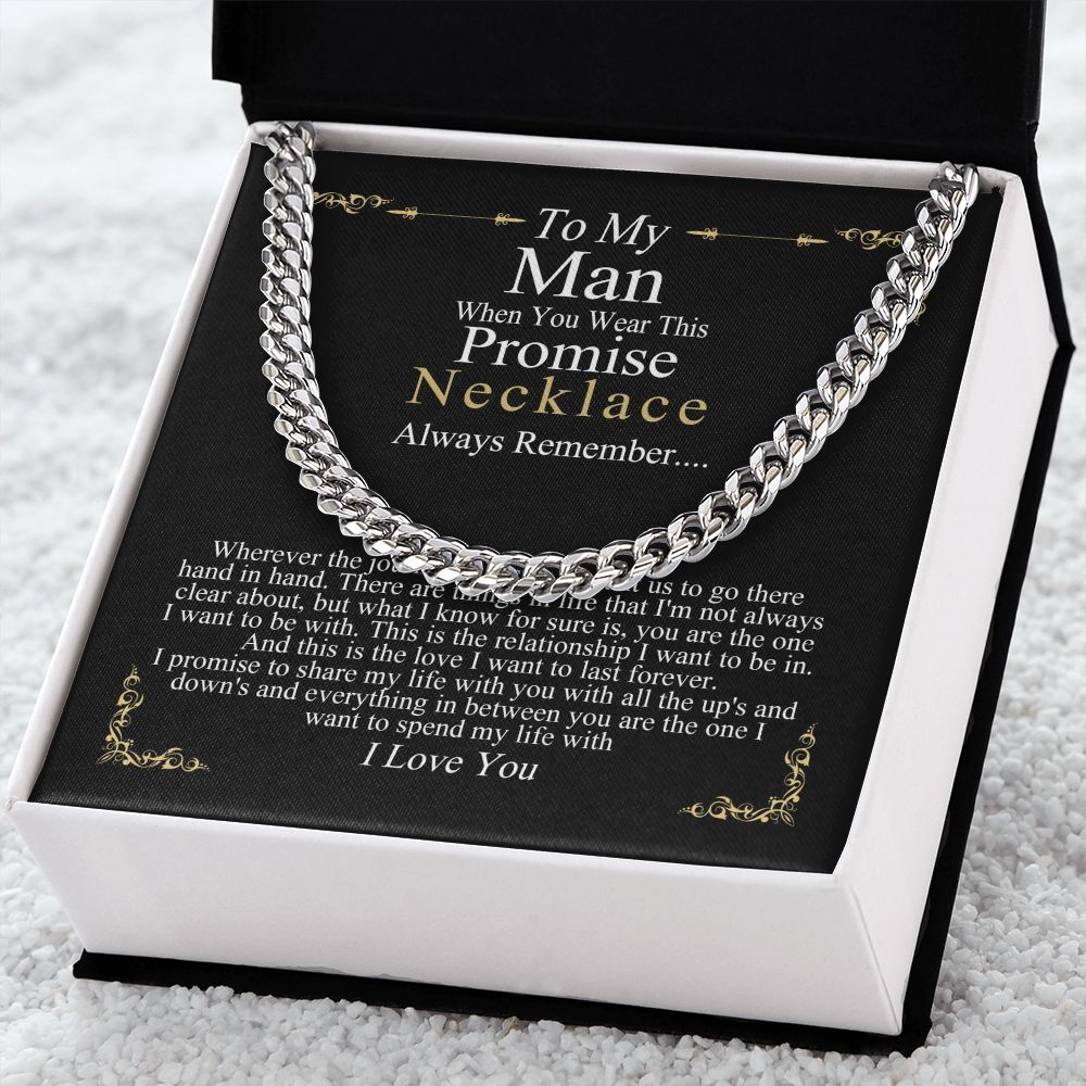 MJG Chain Promise Necklace Gift For Boyfriend Husband Valentines Day Gift For Him From Girlfriend Wife Silver Finish