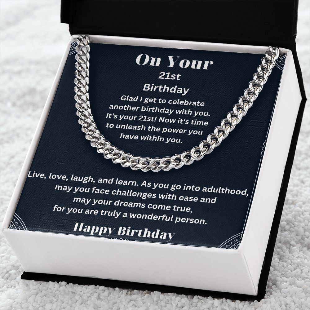 Make His 21st Birthday Unforgettable with Our Cuban Link Chain Necklace in Stainless Steel - A Stylish and Timeless Gift