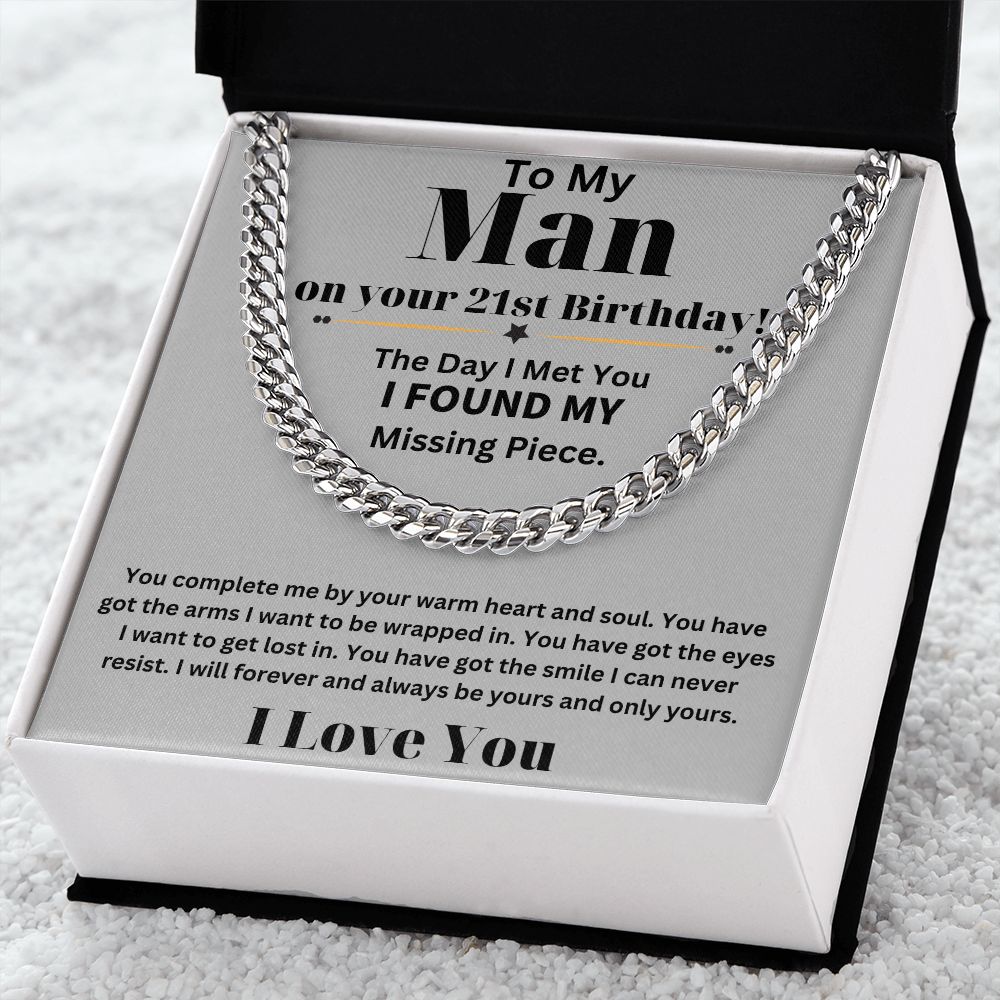 21st Birthday Gifts for Him - Cuban Link Chain Necklace in Stainless Steel - Comes in an Elegant Gift Box - Perfect Present for Fashion-Conscious Men