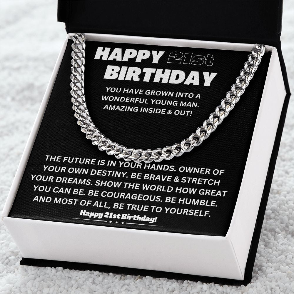 Make His 21st Birthday Unforgettable with Our Cuban Link Chain Necklace in Stainless Steel - A Stylish and Timeless Gift