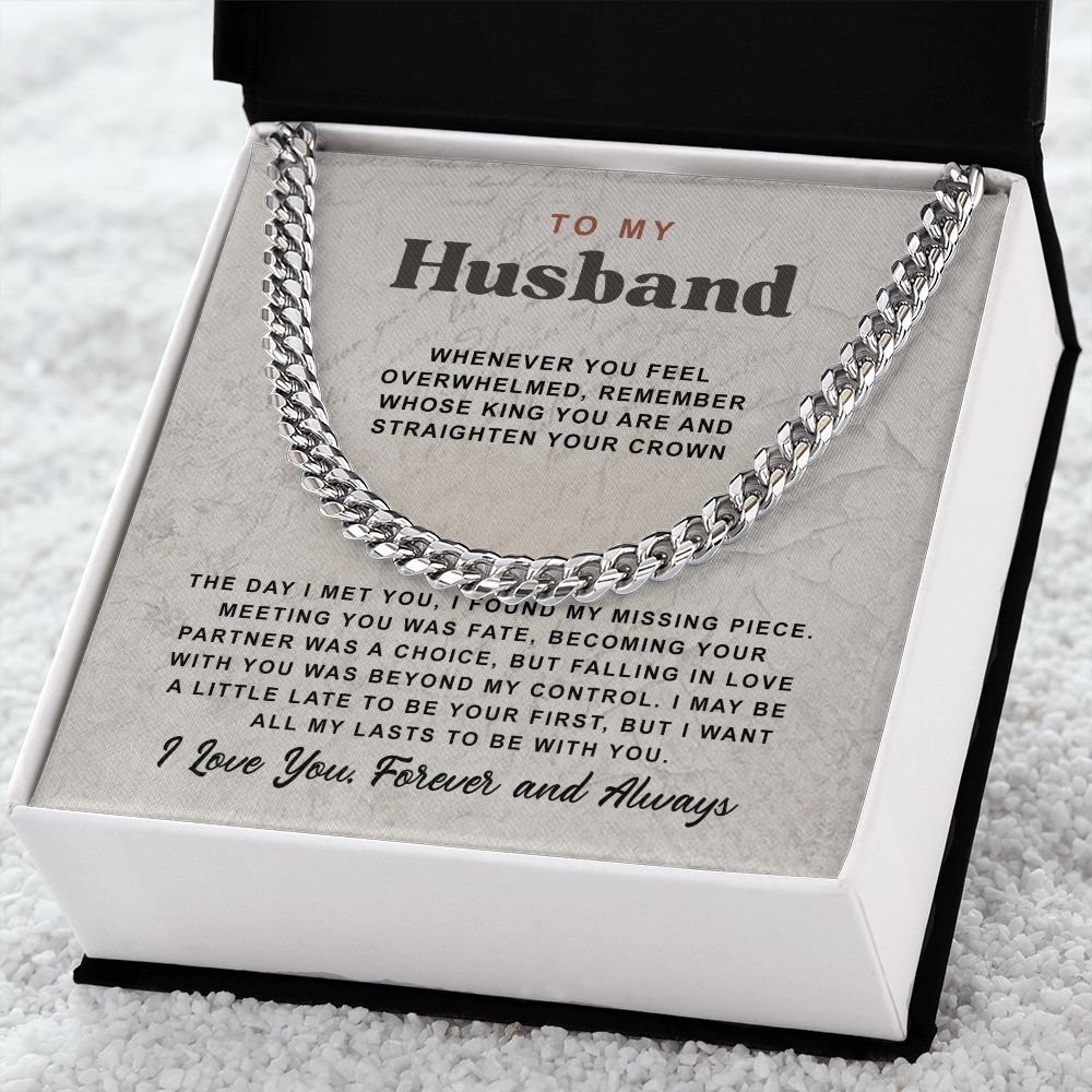 To My Husband Cuban Chain Necklace For Husband B0BPPY4J8B