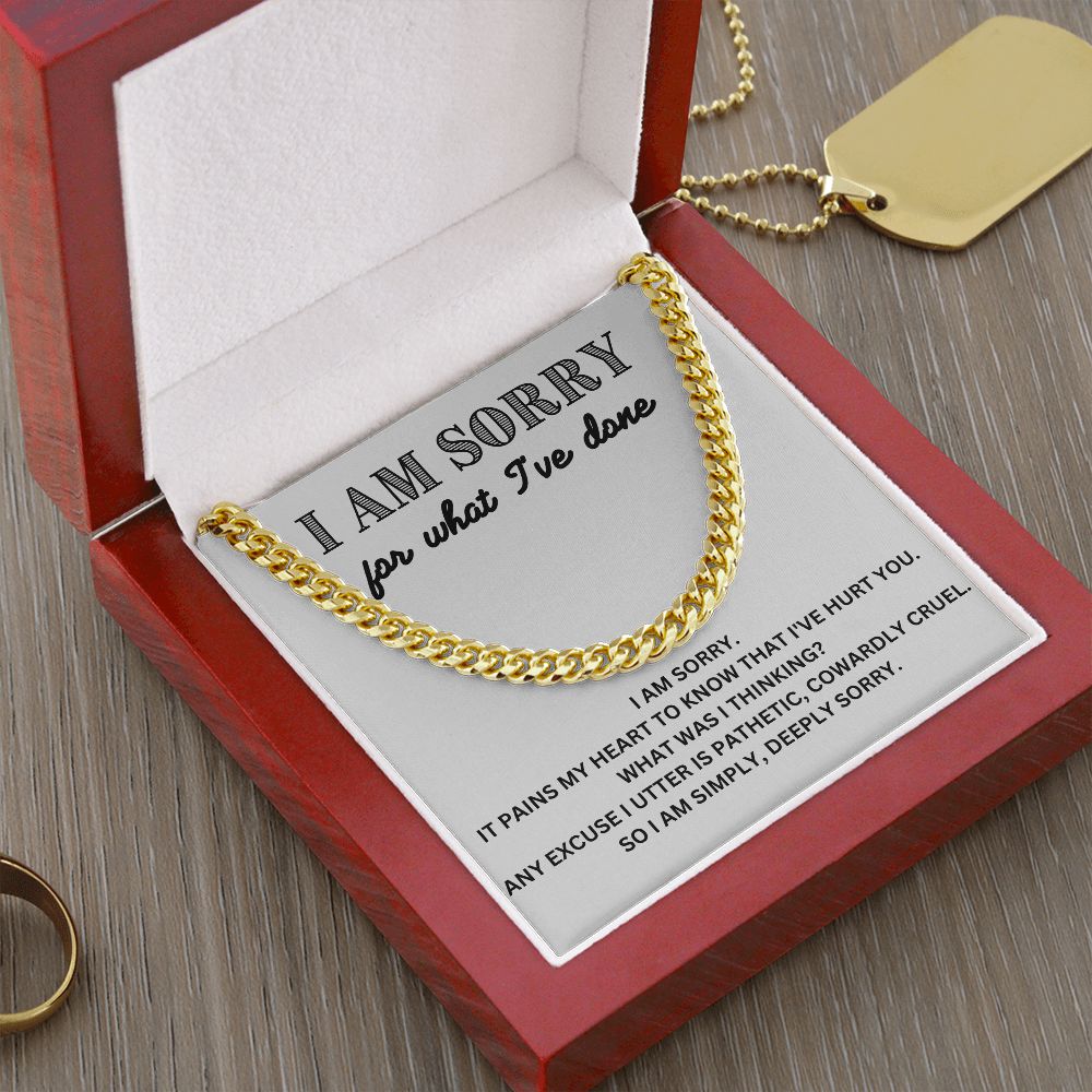Apologize in Style - Cuban Link Chain Necklace - The Meaningful 'I'm Sorry' Gift for Him