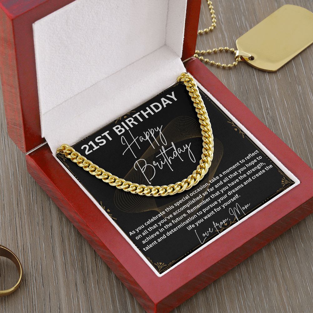 21st Birthday Gifts for Him - Cuban Link Chain Necklace in Stainless Steel