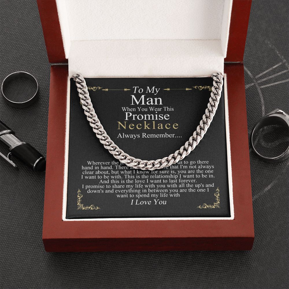 MJG Chain Promise Necklace Gift For Boyfriend Husband Valentines Day Gift For Him From Girlfriend Wife Silver Finish