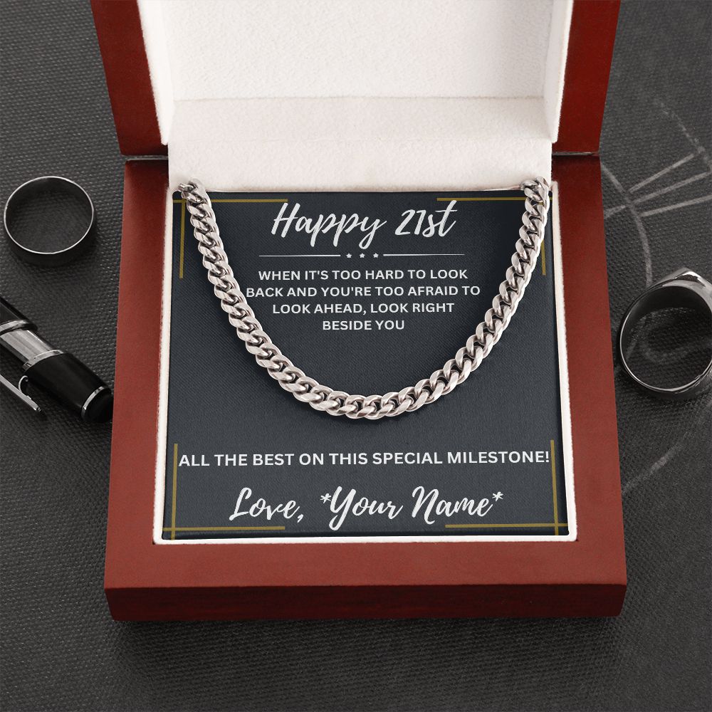 21st Birthday Gifts for Him - Cuban Link Chain Necklace in Stainless Steel