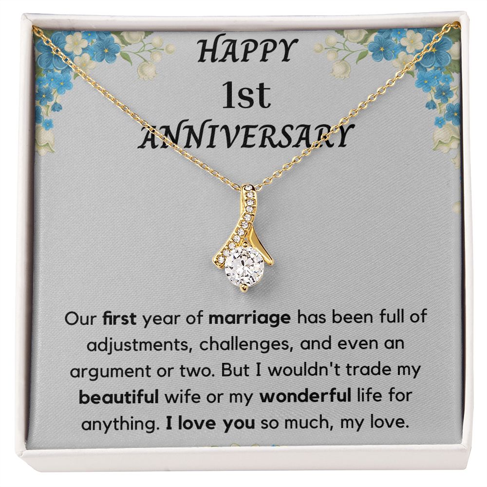 Happy 1st Anniversary - Unique tokens to mark a special occasion, Jewelry Card for Her, Best 1 Year Wedding Anniversary Gift Idea, Gift For Wife from Husband SNJW23-010310