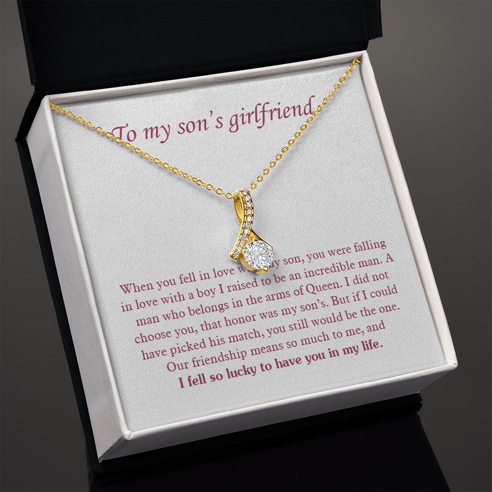 Son's Girlfriend Necklace Gift, Birthday Gift for Sons Girlfriend, Christmas Gift for Sons Girlfriend, To My Son's Girlfriend