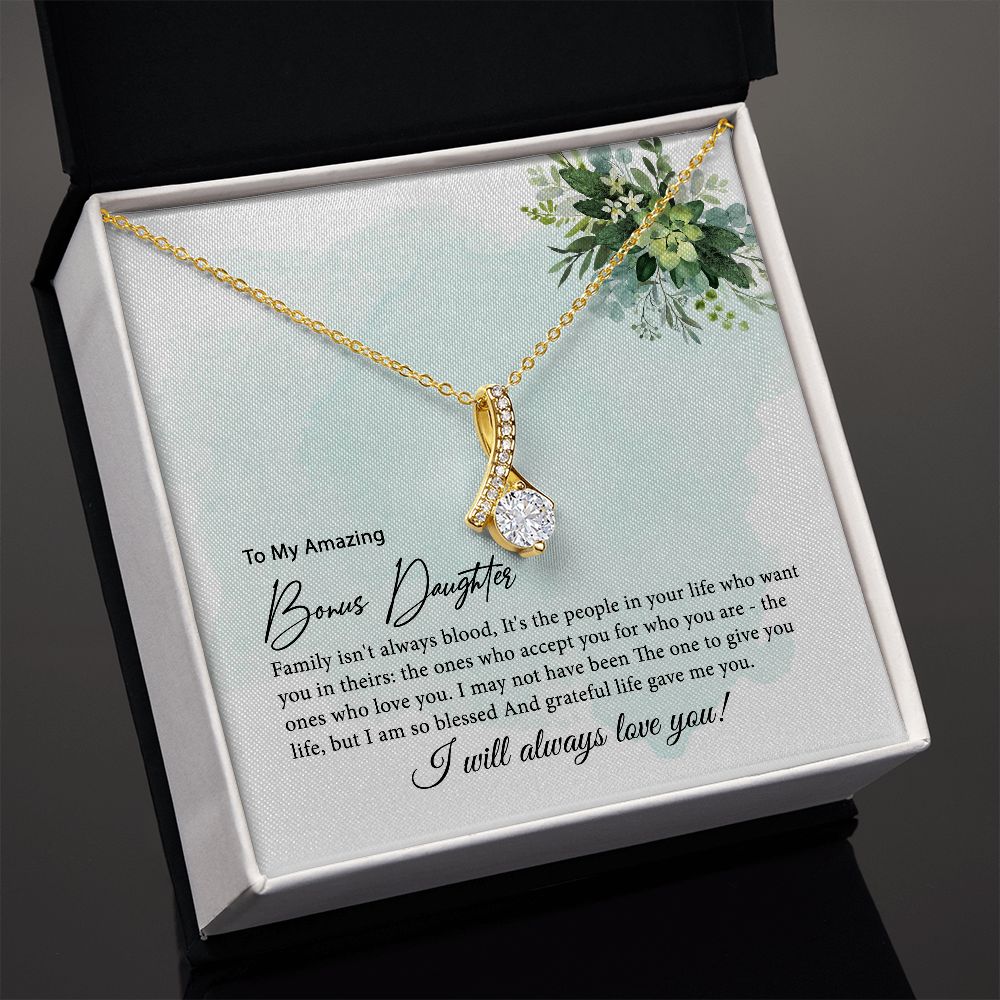 Bonus Daughter Gift, To my Bonus Daughter, Step daughter Gifts from Stepmom, Stepdaughter Gift, Bonus Daughter, Bonus Daughter Necklace JWSN110745 B0BLP8Q8BH
